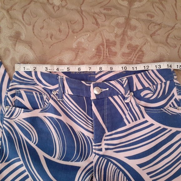 Chico's So Slimming Girlfriend Ankle Jeans Lt Pink and Blue Stripes - Size 00 - Picture 7 of 12